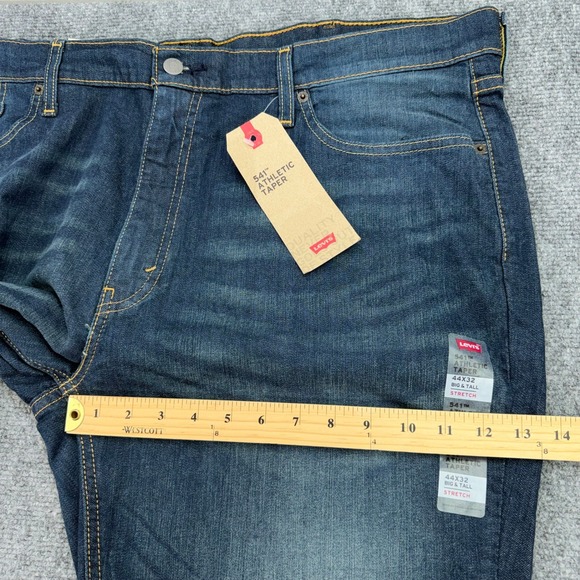 Levis Jeans Men 44x32 (Fit 44x30) Blue 541 Athletic Taper Stretch Big Tall Denim - Picture 14 of 16